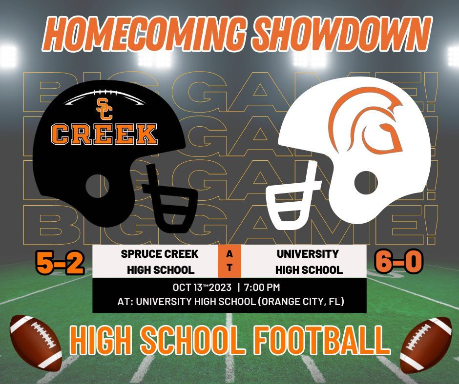 High School Football Game Scores 10/13/2023 - Spruce Creek Hawks (Port orange, FL) vs. University Titans